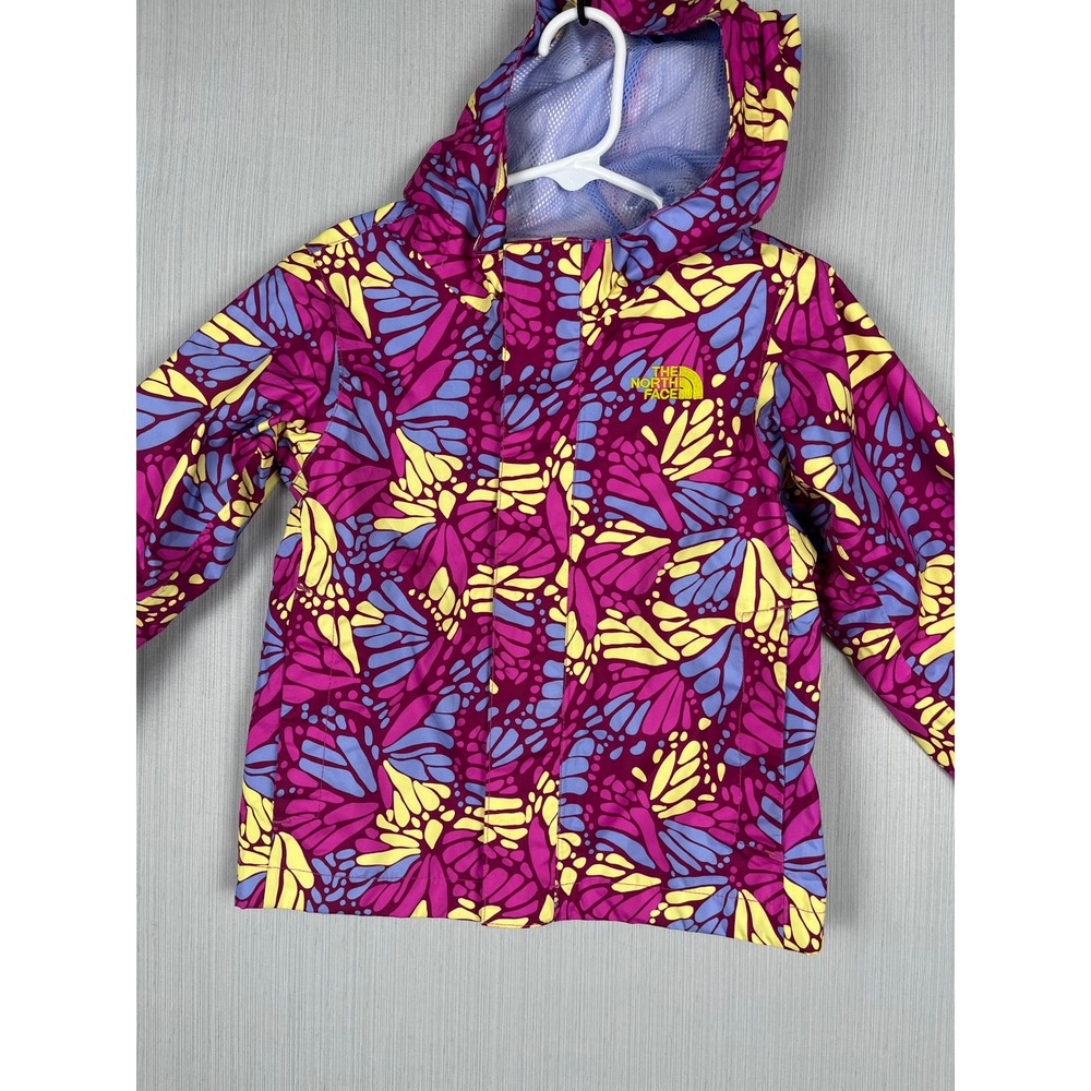 The North Face Rain Jacket Toddler 3T Pink Butterfly HyVent Hooded Windbreaker - Picture 4 of 9